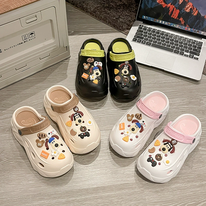 Двухцветная новая обувь с отверстиями на толстой подошве женские пляжные сандалии eva нескользящие и неприятные запахи