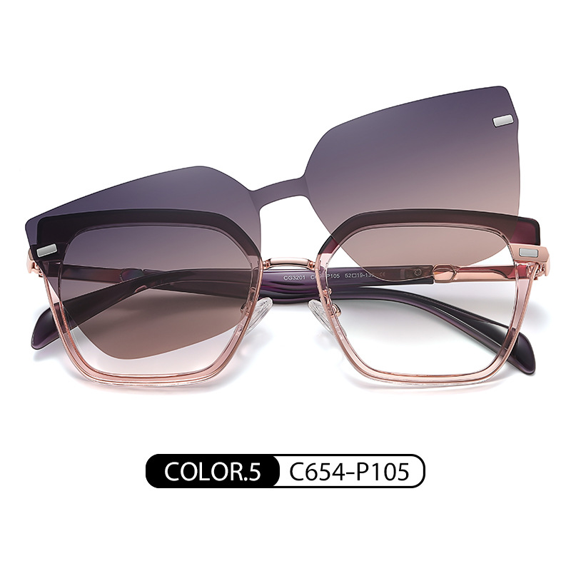 Miopía de moda conjunto magnético especial gafas de Europa y América gafas marco femenino CG3201 interruptor magnético gafas de sol polarizadas en cualquier momento