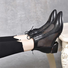 2025年新款春夏季网格镂空短靴网靴真皮网纱凉靴子女鞋马丁靴薄款