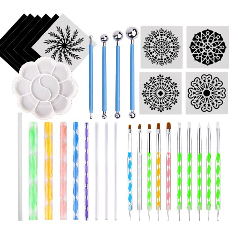 Juego de Herramientas de Pintura Mandala de Plástico y Acrílico, DIY para Pintar a Mano