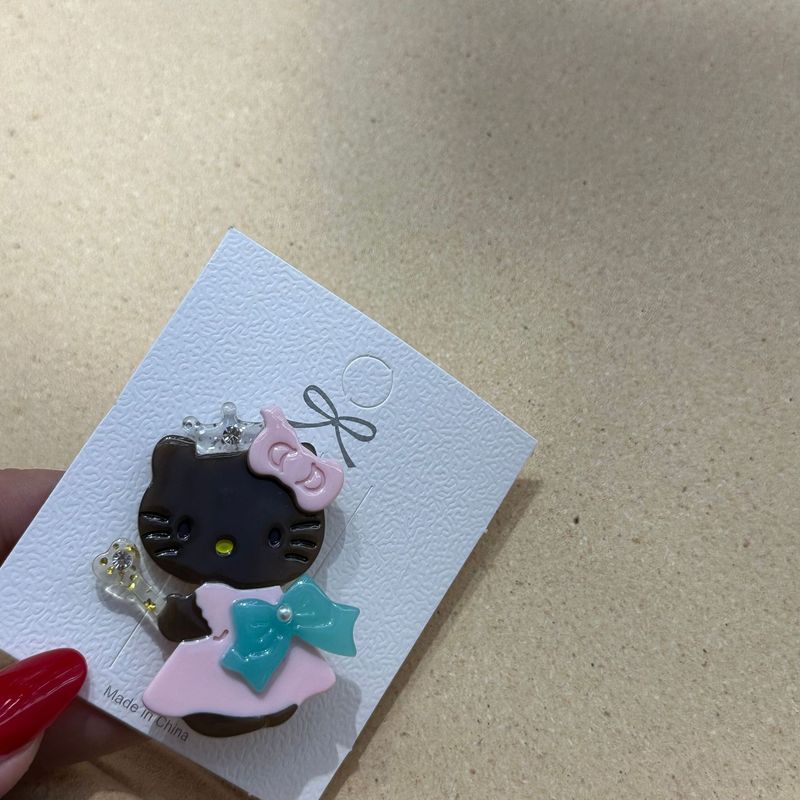 新しいオリジナルデザインのキティ猫プリンセス魔法の杖かわいい絶妙なサイドクリップ酢酸ドットドリル女の子のヘアピン|undefined