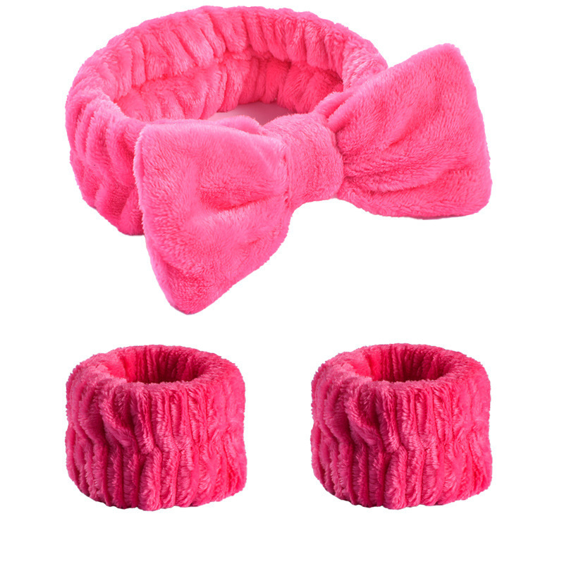 Coche de mujer transfronterizo arco de lavar la cara correa de pelo correa de muñeca impermeable de tres piezas conjunto de belleza de alta gama europea y americana