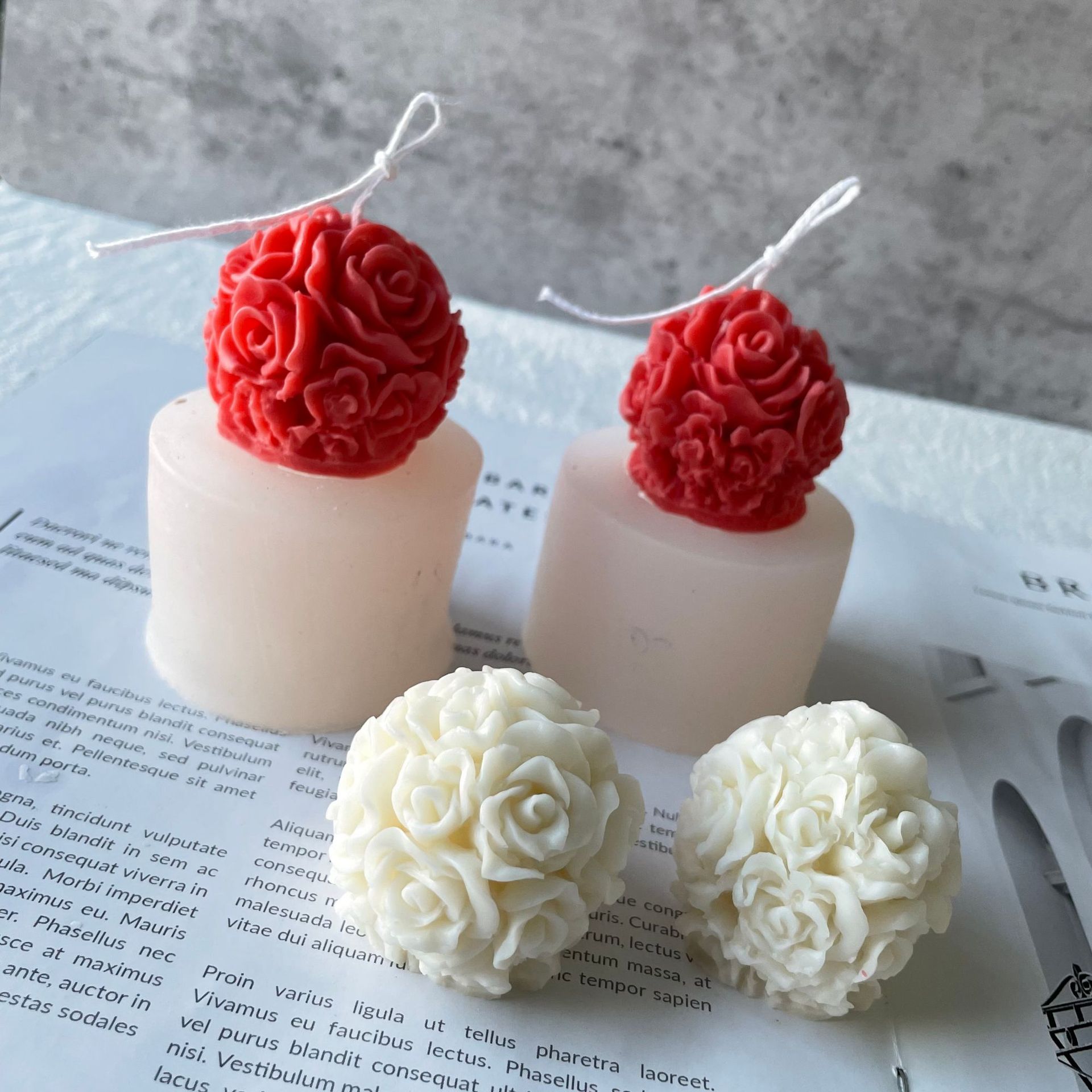 Rose Ball vela molienda herramienta hogar aromaterapia yeso decoración de la torta para hornear molde Silicona