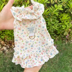 犬猫服、ペット服、春夏花柄スカート、爽やかで可愛いプリンセススカート、ビションフリーゼ、薄くて通気性抜群