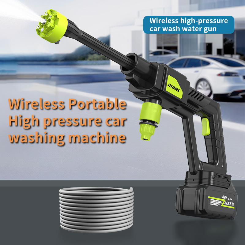La nueva pistola de lavado de autos transfronteriza de Amazon, pistola de agua de alta presión para el hogar, batería de litio, pistola de agua de lavado de autos inalámbrica portátil de alto voltaje image 1