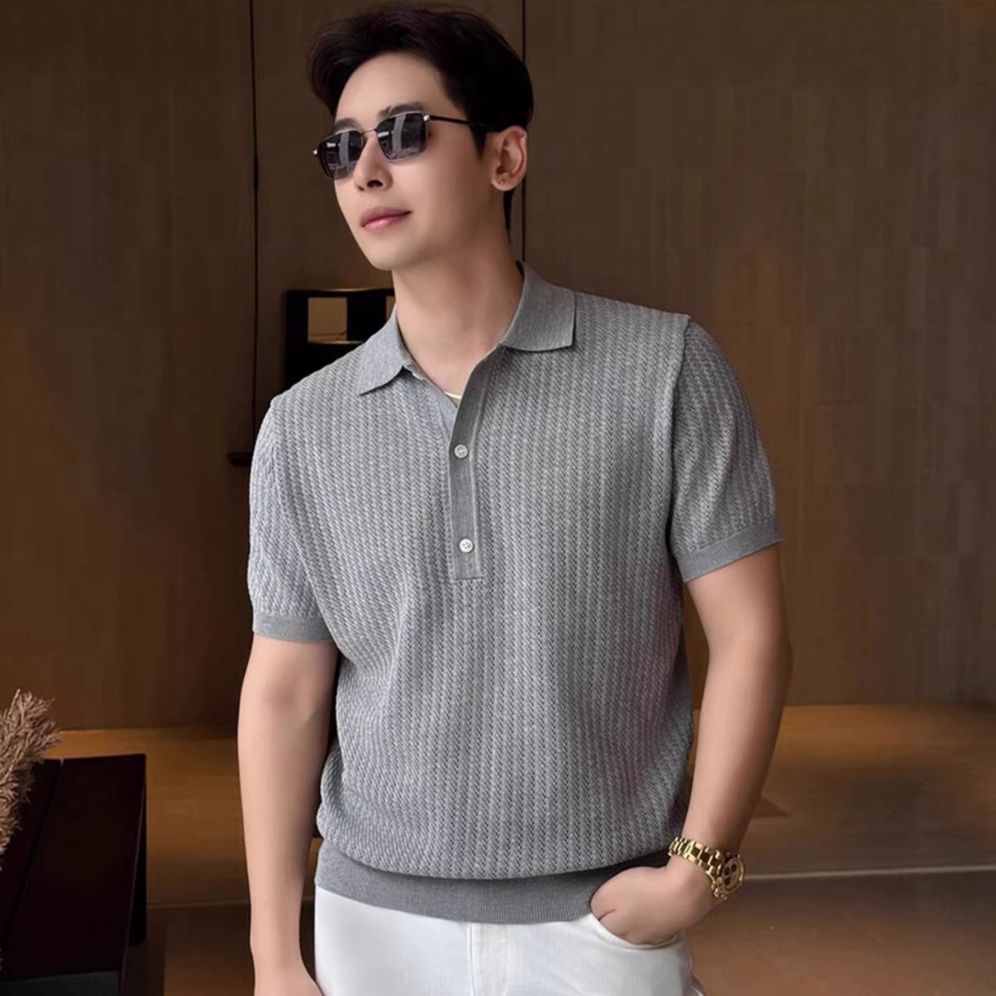 Camisas de punto de estilo antiguo, camisetas de manga corta, camisetas de hombre, texturas de verano comerciales, fábrica transfronteriza al por mayor image 3