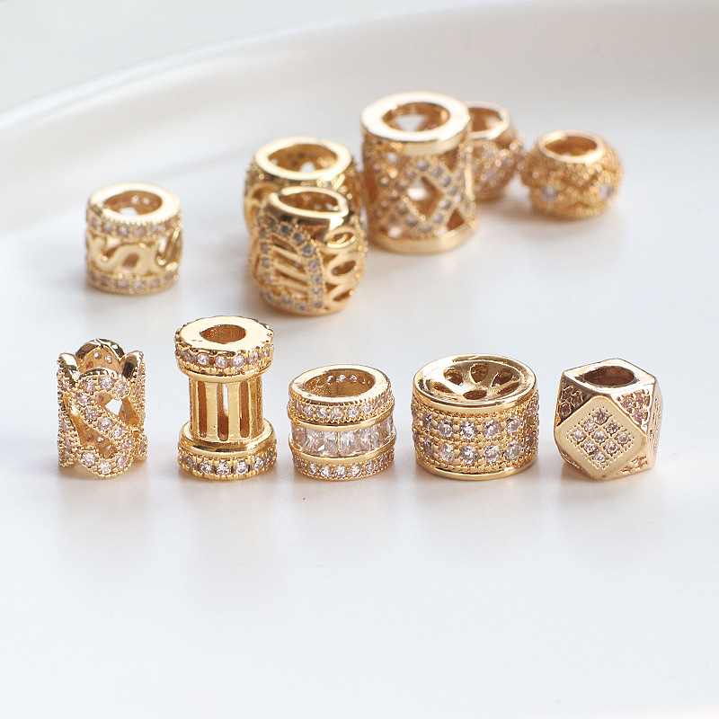 1 Piece Simple Style Round Solid Color Copper Plating Inlay Beads Jewelry Accessories display picture 3