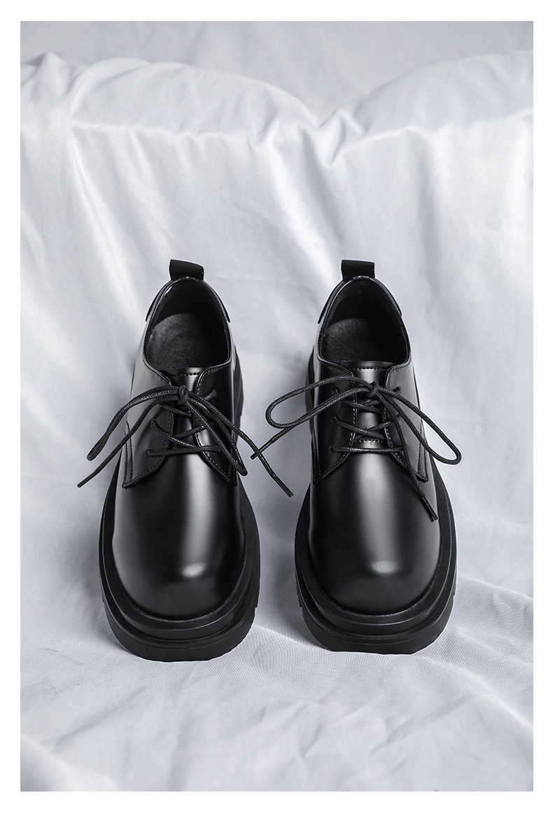 3182-es bőr férfi alkalmi ingázó üzleti ruhacipő, tavaszi új szénfekete vastag talp, megnövelt magasság, niche_voghion.com