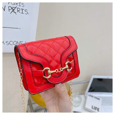 Korean Edition Mini children Little bag 2022 Spring and summer fashion Western style Square bag chain Inclined shoulder bag Red mouth