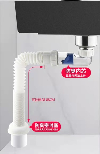 Kitchen sink basin drain pipe accessories, sink sewer drain pipe odor eliminator, single and double dishwasher sink pool set