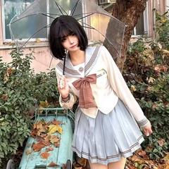 2025新款薄荷巧长短袖衬衫上衣百搭JK裙一整套超仙小清新制服穿搭