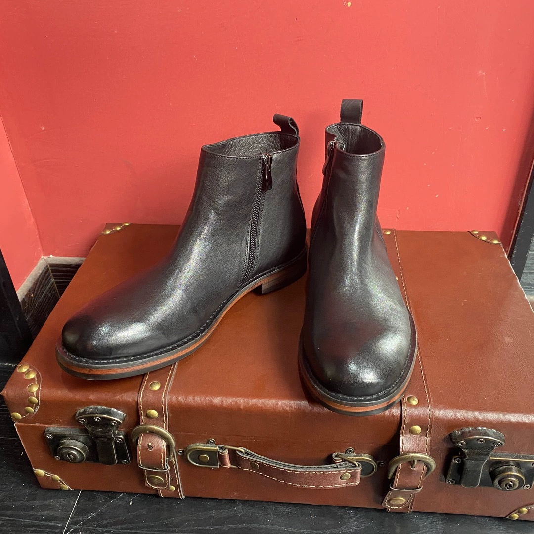 2023 Новая модная выстиранная Кожа лошади + подошва из натуральной кожи Ботинки Челси