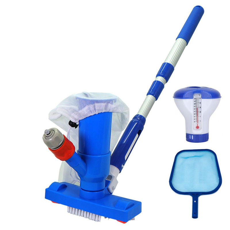 Nozzle Suction Pool Head with 3 Section Telescopic Rod Pool Vacuum Jet Cleaning Tool Pool Jet Vacuum Brush