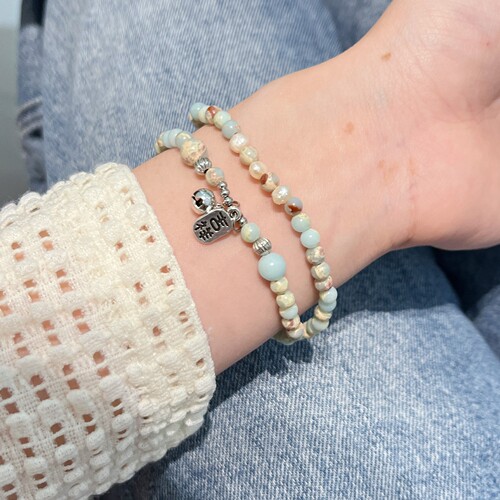 New Chinese-style Shoushan Stone Beaded Bracelet Women's Light Luxury Unique Design Retro Elegant Double-Layered Stacked Bracelet Jewelry