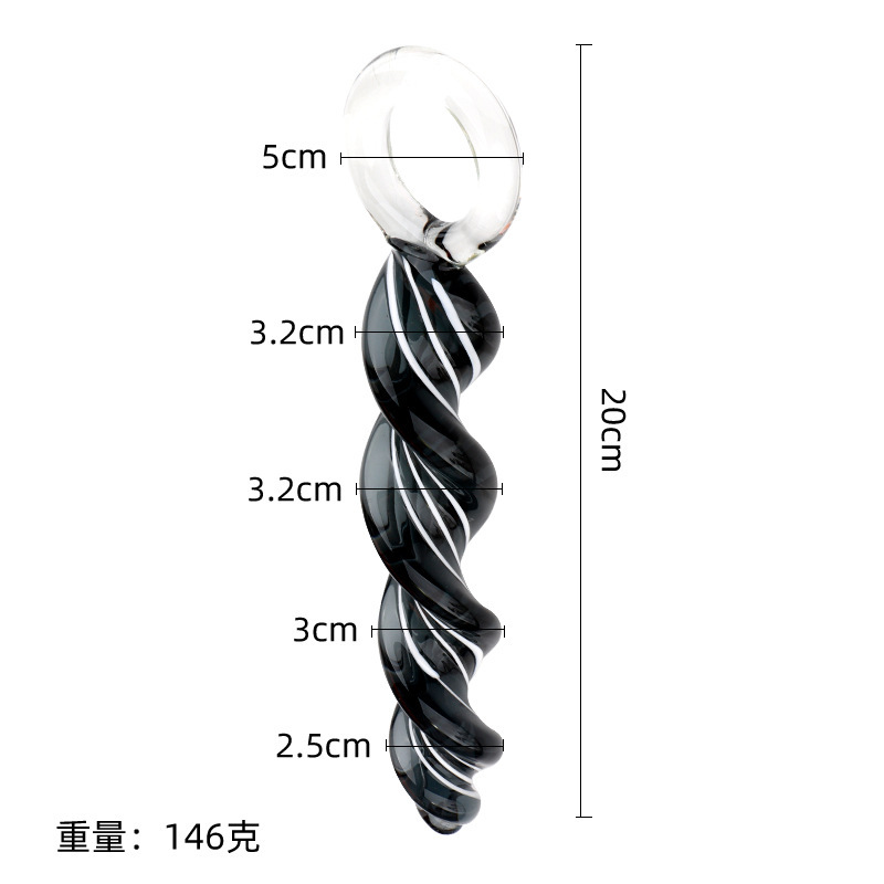 Threaded Glass Anal Plug Dildo, Crystal Borosilicate Massager Stick — detail image 7