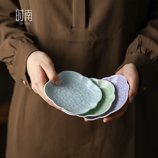 中式禅意茶点盘陶瓷复古风点心盘高颜值家用小精致水果盘糕点摆盘