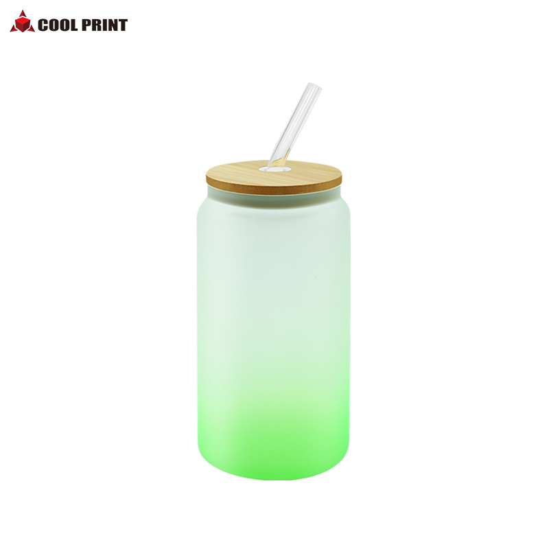 Suministro directo de fábrica de transferencia de calor Amazon 16oz vaso de sublimación de color gradiente mate transparente lata de Cola