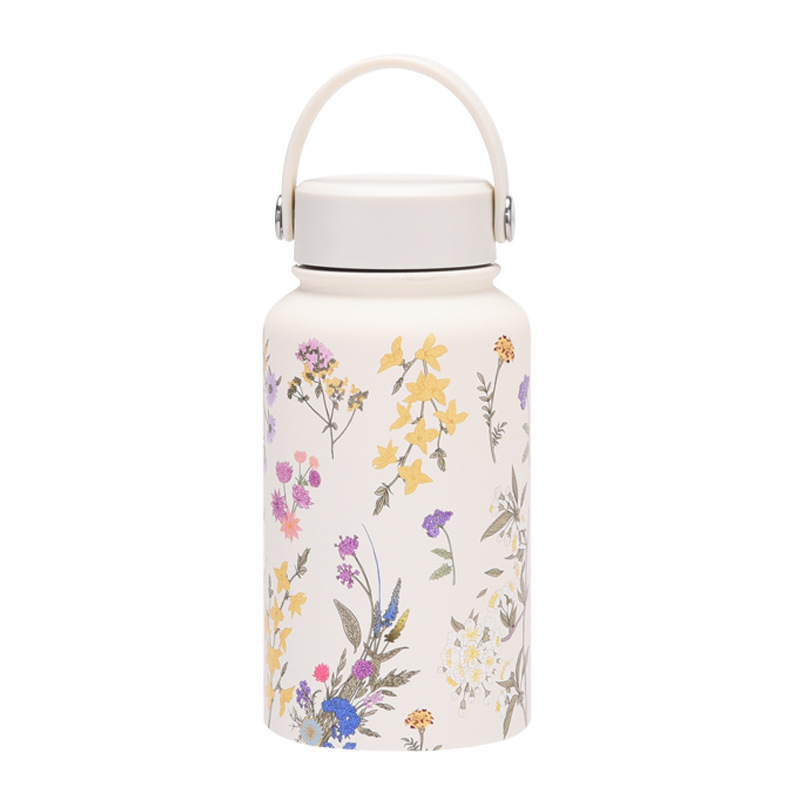 Nueva transfronteriza 650ml taza de vacío de boca ancha portátil de vacío niños estudiante deportes hervidor de agua de impresión al aire libre taza