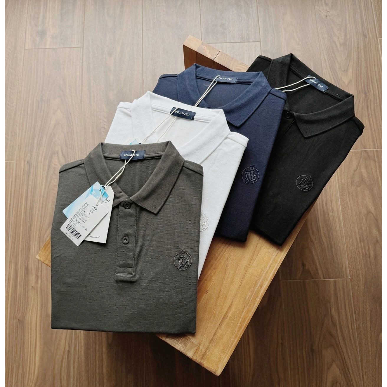 MADE IN CHINA Washed Pearl Cotton Embroidery! Foreign Trade Men's Fashion Breathable Lapel Short-sleeved Polo Shirt