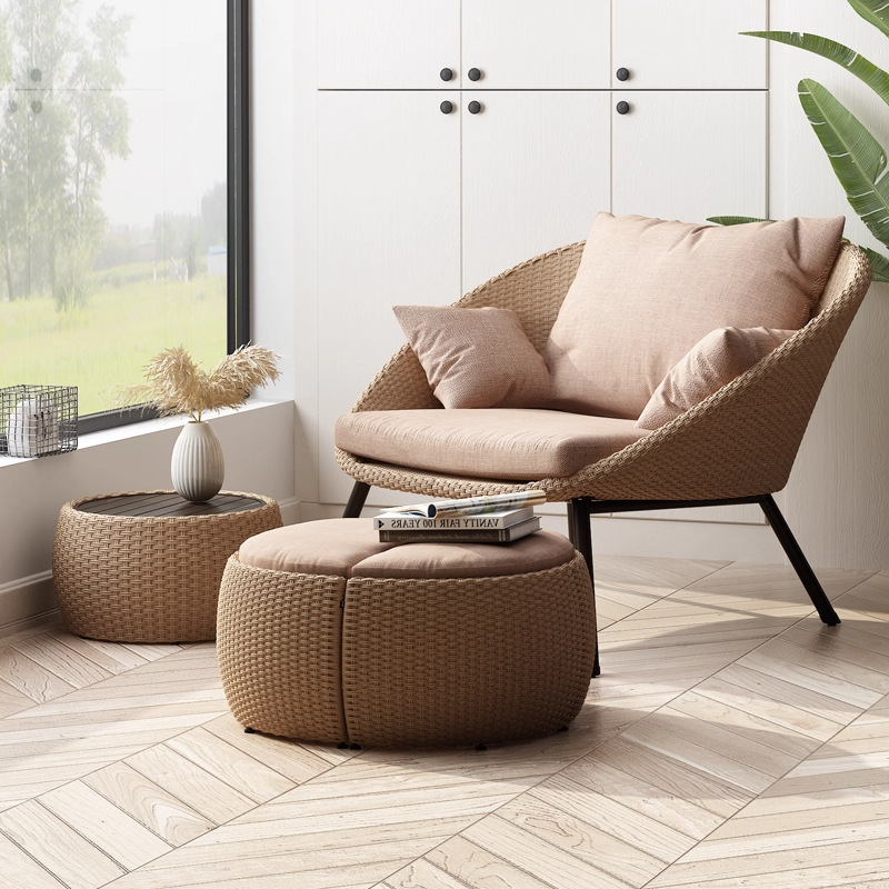 Mesa y silla de balcón, silla de caña, silla de caña, mesa y silla de patio, combinación de té, simple mesa de té