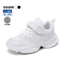 男童小白鞋网面女童白色运动鞋秋季黑色学生鞋演出中大童儿童波鞋