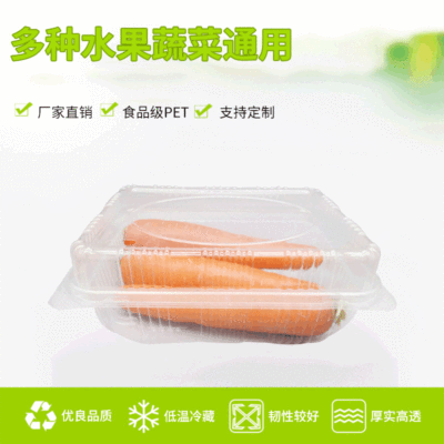 一次性透明PET塑料盒 食品级加厚带盖透明水果盒 蔬菜分装盒批发
