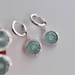 Natural Blue Water Jade Safety Buckle Earrings, Earrings, A-Grade Jade Pendants, Multi-Purpose Jewelry Live Supply
