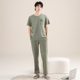 Japanese Style Casual Pure Cotton Pajamas Men's Summer Short-sleeved Trousers suit Men's Outwear Simple Solid Color Home Clothes suit