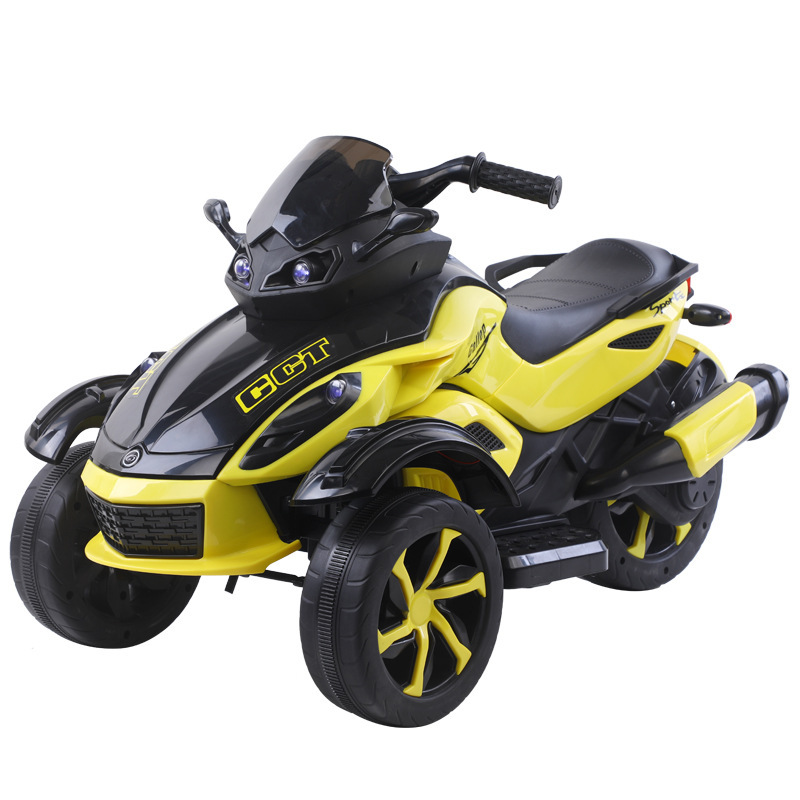 Niños motocicleta eléctrica todoterreno coche de playa carga doble tracción amortiguador coche de juguete de tres ruedas para montar coche eléctrico
