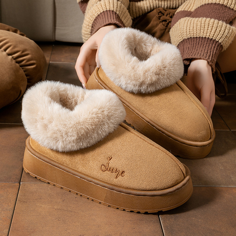 2025 Super Popular Cross-Border Snow Boots for Women in Winter with Indoor and Home Warm Plush Cotton Slippers Thick Sole Outer Wear