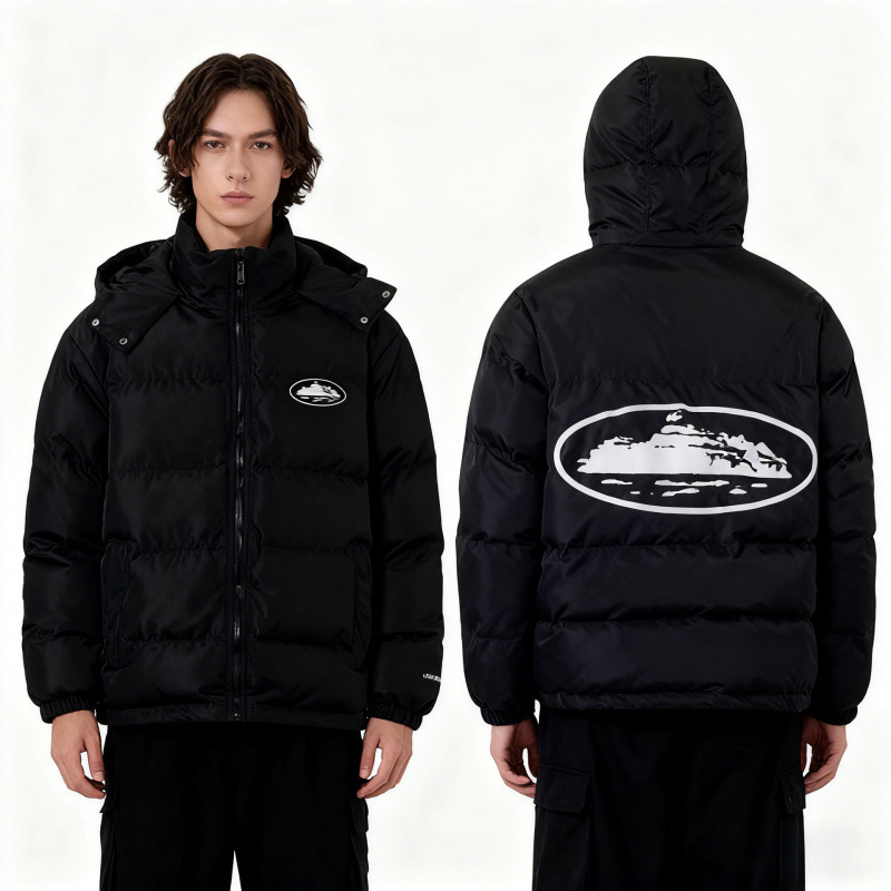 Cross-Border Corteiz Alcatraz Logo Printed Autumn and Winter New American Cotton Clothing Men's and Women's Casual Silk Cotton Jackets
