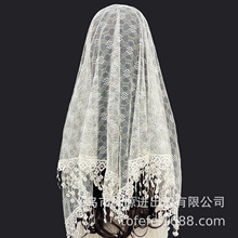 外贸蕾丝花边三角巾围巾 婚礼新娘头纱 金丝银丝洒金烫金 跨境