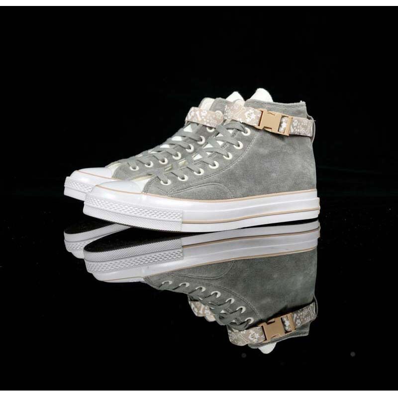 Chuck 1970s Velvet Happy Pet Small Footprints Embroidered fleece-lined High-top Men's and Women's Shoes A08162C