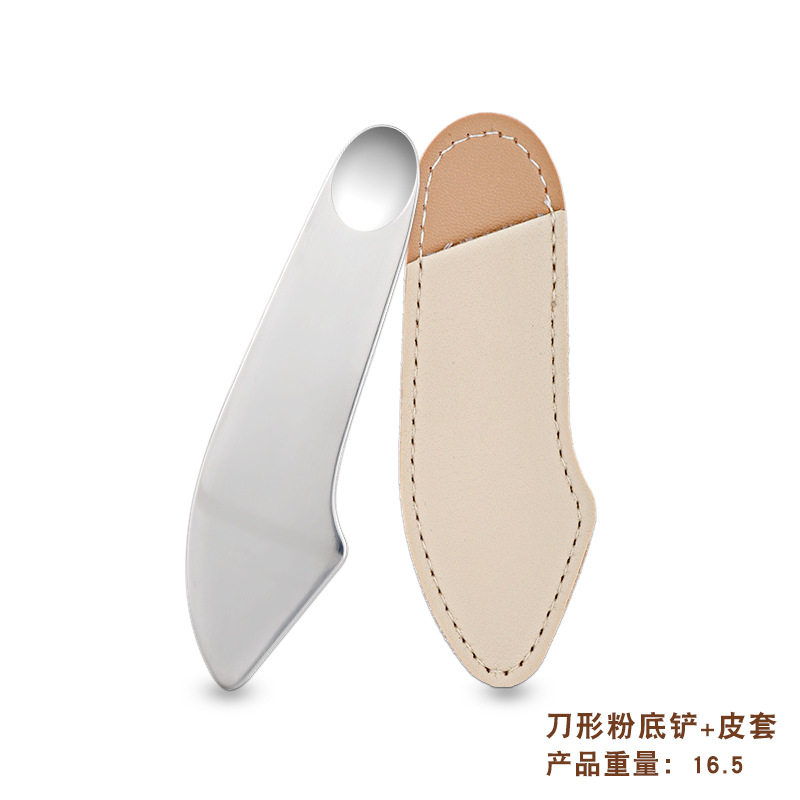 新品ファンデーションシャベルパレットステンレスネイル化粧パレットダブルヘッド撹拌ファンデーションスクレーパーセット