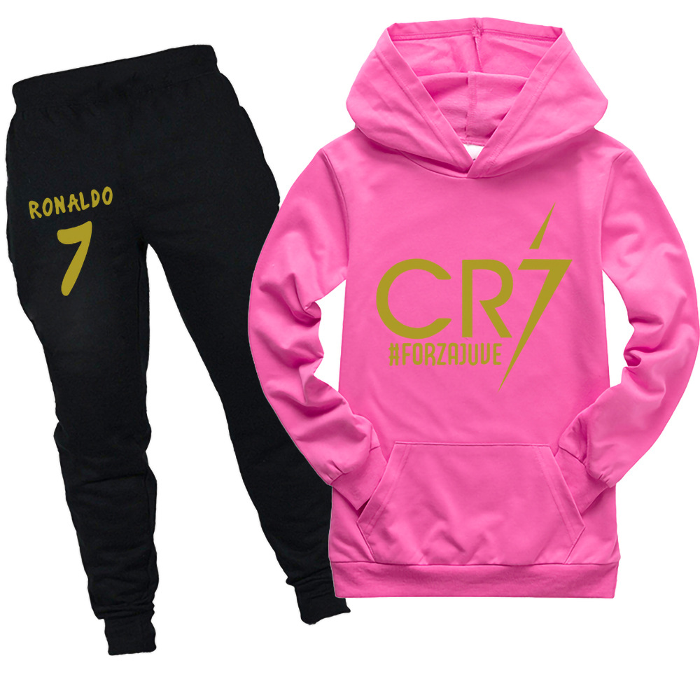 In Stock 100-170 size pattern pocket sweater hoodie + black trousers 2 pieces suit Pk1973A