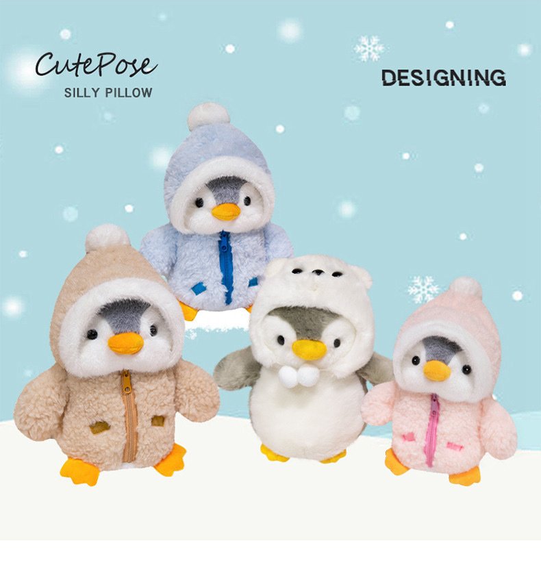 Cross-border costume-changing penguin plush toy, popular oceanarium souvenir gift, doll, stuffed animal, pillow
