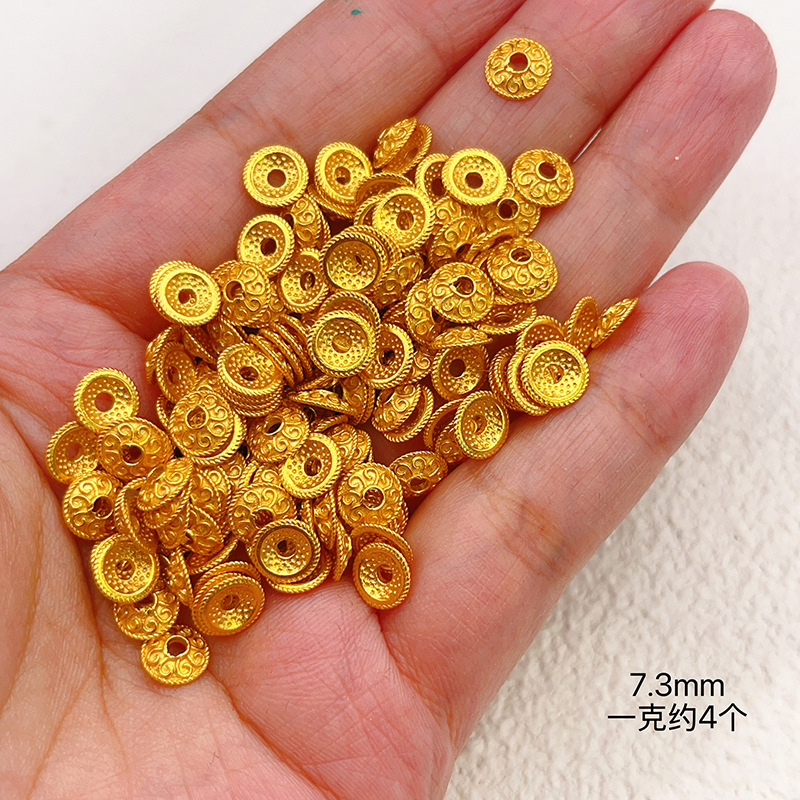 按克称S925银镀24K金花托手链项链串饰diy配件手工隔珠半成品|undefined