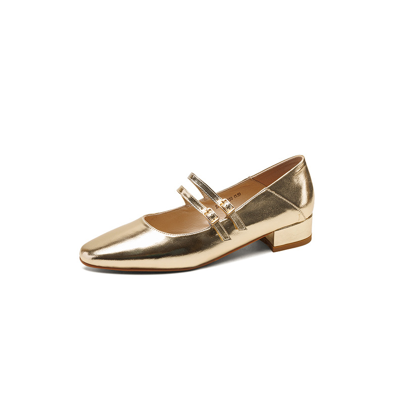 French Retro Double Buckle Mary Jane Pumps With Chunky Heel_voghion.com