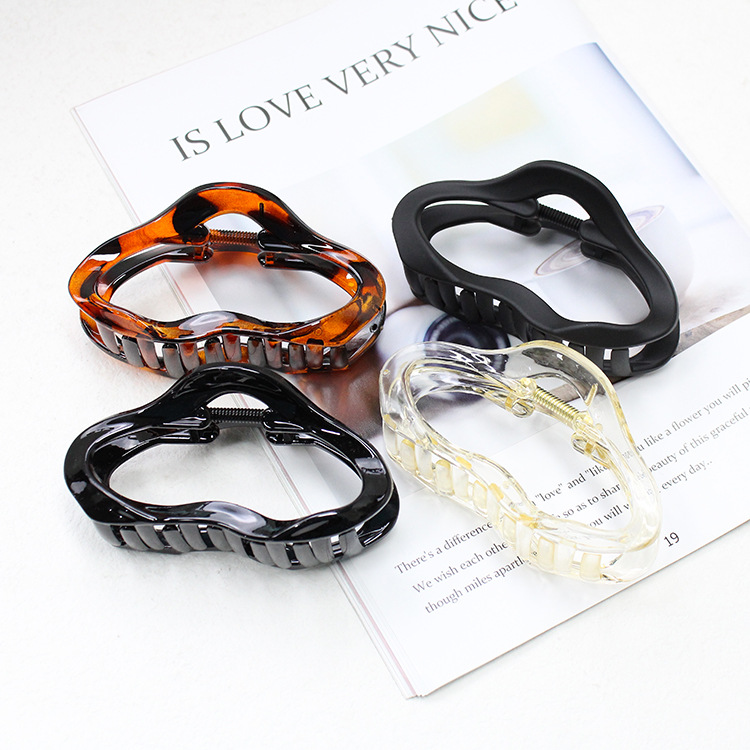 雲朵大號抓夾液態線條髮夾復古簡約女發量多盤發後腦勺鯊魚夾子