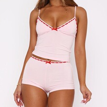 S 95637 Sweet Lace-up Cami Set ײɫ֯��������װ �羳ŷ��
