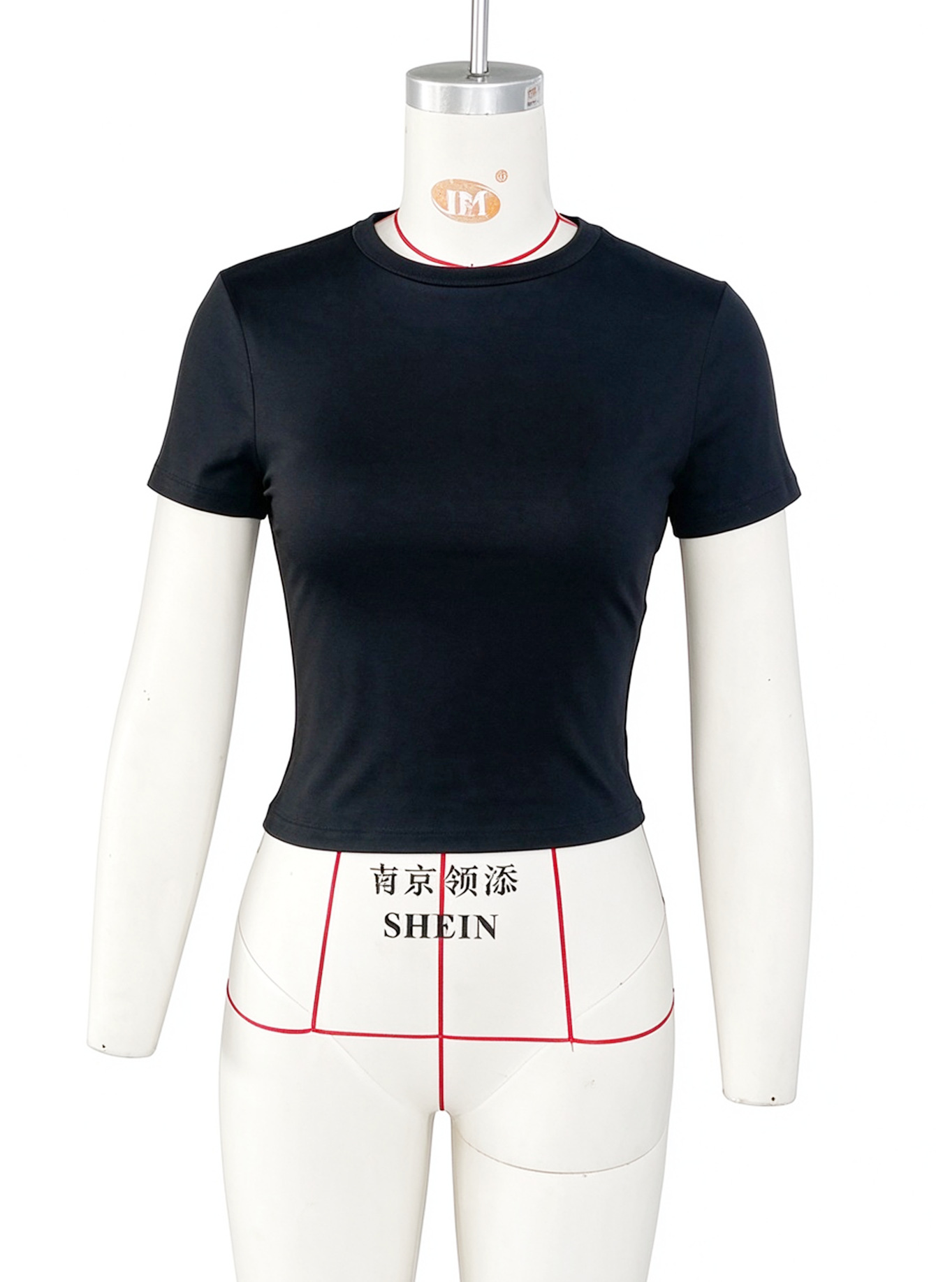 Cross-border European and American style crop top t-shirt hot girl summer sweater women's slim round neck fashion milk silk short sleeve