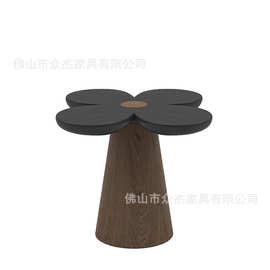 现代简约风家用花瓣边几民宿四叶草床头柜设计师款实木白蜡木茶几