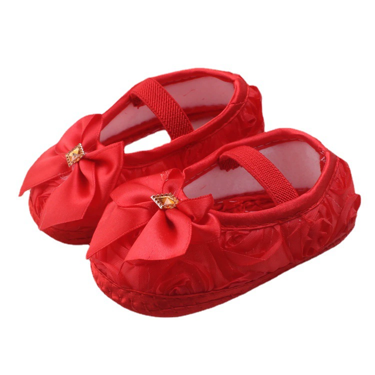 Non-slip cute footwear girl's for early age with bow, children's shoes for princess, soft sole