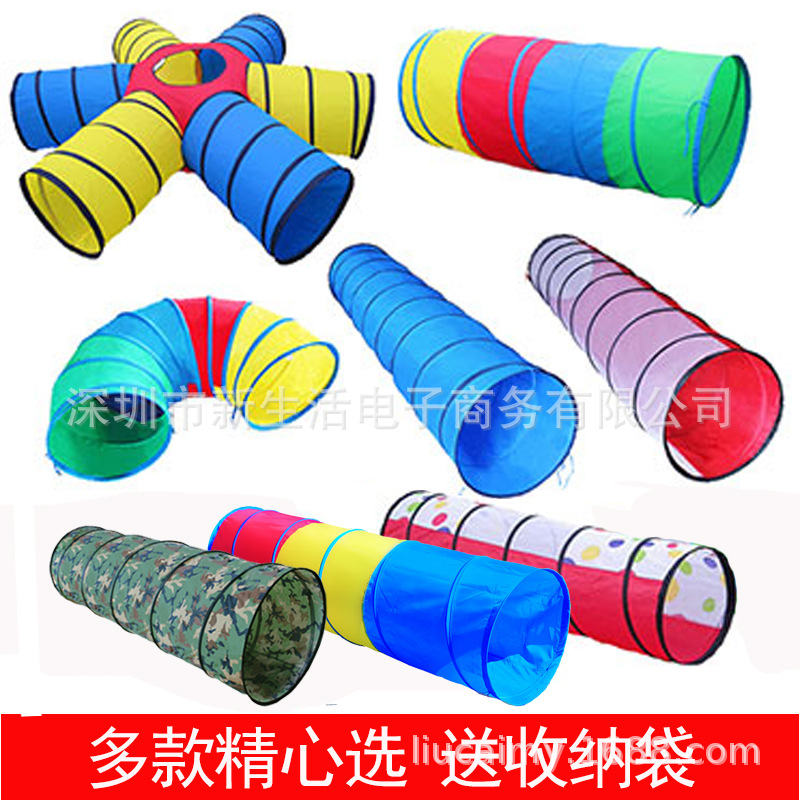 Transfronteriza Amazon Sunshine Rainbow Túnel de rastreo tubo kindergarten entrenamiento sensorial oruga bebé niños agujero de perforación