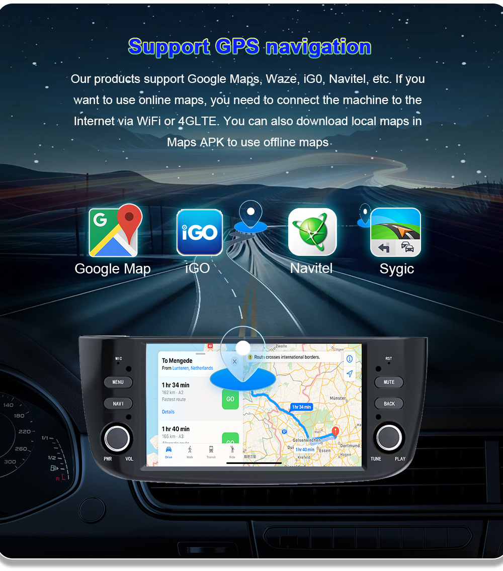Cross-Border Compatible Fiat Punto Wireless Carplay Car Navigation Gps Android Car Dvd Bluetooth Radio