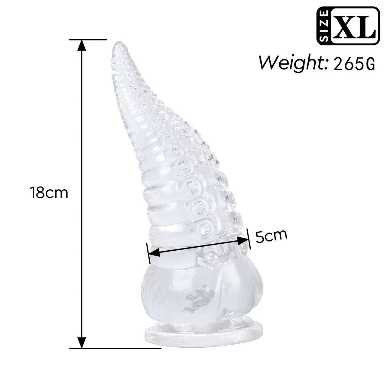 XXL Clear Anal Plug with Suction Cup Base, Ribbed Texture for Beginners — detail image 12