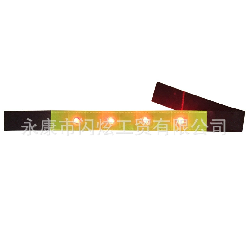 BSCI Завод прямых продаж в наличии Светоотражающие ПВХ LED эластичный ремешок LED липучка руку ремень флэш