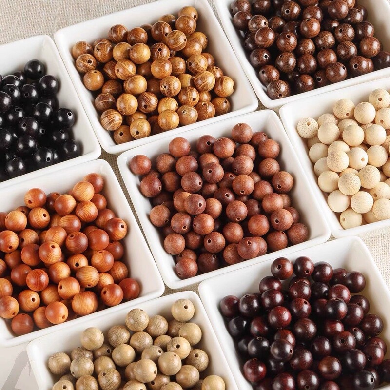 Natural Sandalwood Loose Beads Laoshan Sandalwood Small Leaf Red Sandalwood Cypress Round Beads Wooden Jewelry Beads DIY Bracelet Batch