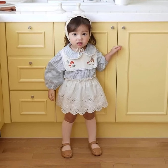 Mono de otoño para niños, pelele a cuadros para bebé, estilo coreano, ropa infantil, nuevo modelo 2025, pelele para niñas, conjunto de otoño