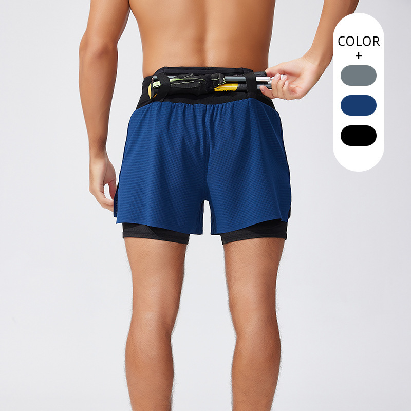 Summer Men's Cross-Country Running Marathon Fitness Shorts Basketball Outdoor Mountaineering Multi-Pocket Double Layer Fake Two-Piece Shorts Summer Men's Cross-Country Running Marathon Fitness Shorts Basketball Outdoor Mountaineering Multi-Pocket Double Layer Fake Two-Piece Shorts